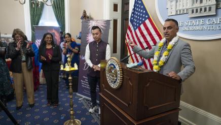 Asm. Kalra speaking during Diwali Celebration