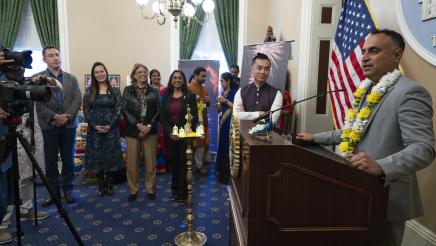 Asm. Kalra speaking during Diwali Celebration