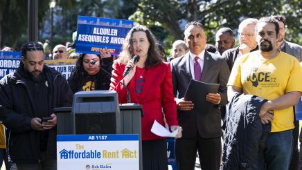 Guest speaking (Amy Hines) at AB 1157 Affordable Rent Act Press Conference