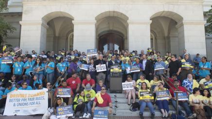 Assemblymember Kalra at Yes on AB5 Labor Rally at the Capitol