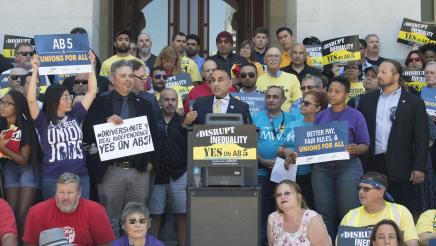 Assemblymember Kalra at Yes on AB5 Labor Rally at the Capitol